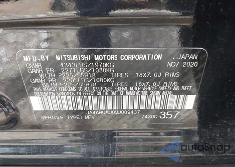 2021 Mitsubishi Outlander Sport 2.0 Be Awc/2.0 Es Awc/2.0 Le Awc/2.0 Se Awc из США, поврежденный, VIN JA4ARUAU0MU009437